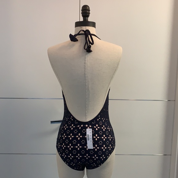 NWT! JCrew Halter One-piece Swimsuit in Lazer Cut Eyelet size 12 - Picture 4 of 12